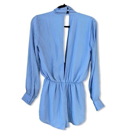 NWT superdown Kaycie drape neck romper blue chiffon one piece Revolve XS - Picture 5 of 9